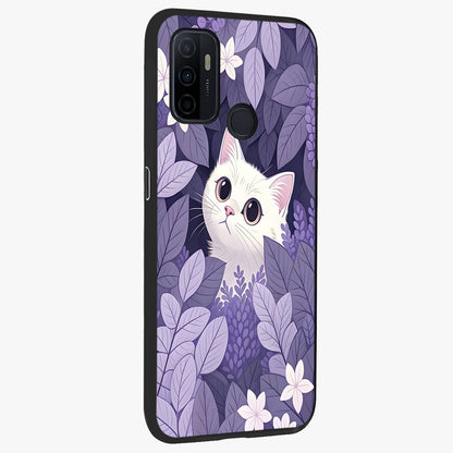 Lilac Hide Peek Cat Glass Case upright view showcasing charming cat artwork with adorable peek theme.