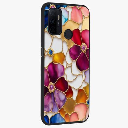 Marble Flower Pattern Glass Case upright view showcasing decorative marble flower artwork with refined style.