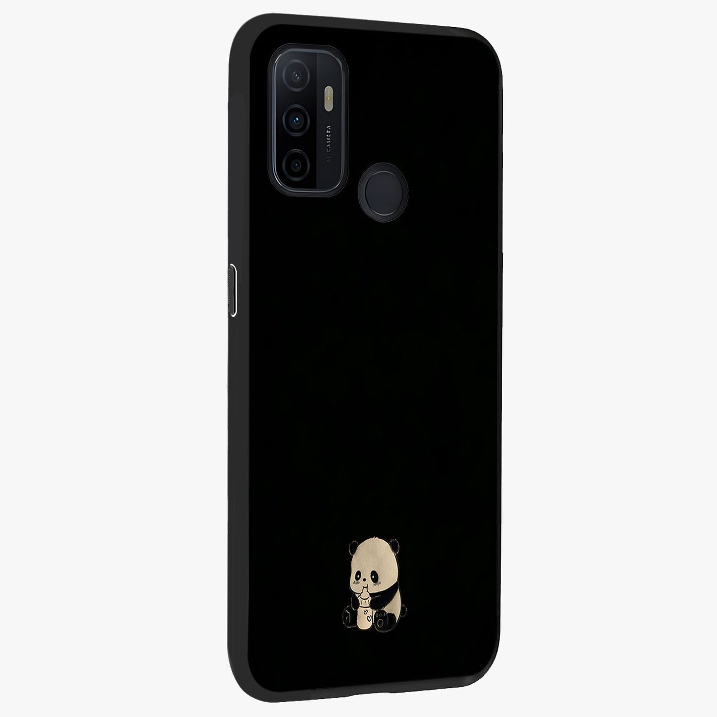 Midnight Panda Love Glass Case upright view showcasing charming panda artwork with playful romantic theme.