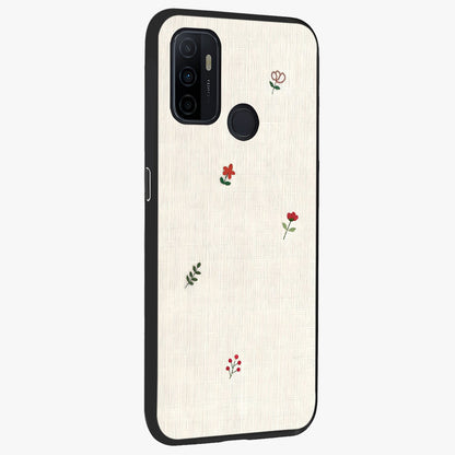Minimalistic Blue With White Flower Pattern Glass Case upright view showcasing clean white flower artwork with calming blue theme.