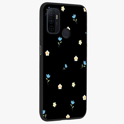 Minimal Petal Whispers Glass Case upright view showcasing elegant floral artwork with modern minimalist style.