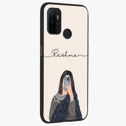 Mirror Mood Muse With Custom Name Glass Case upright view showcasing artistic mirror themed artwork with personalized aesthetic.
