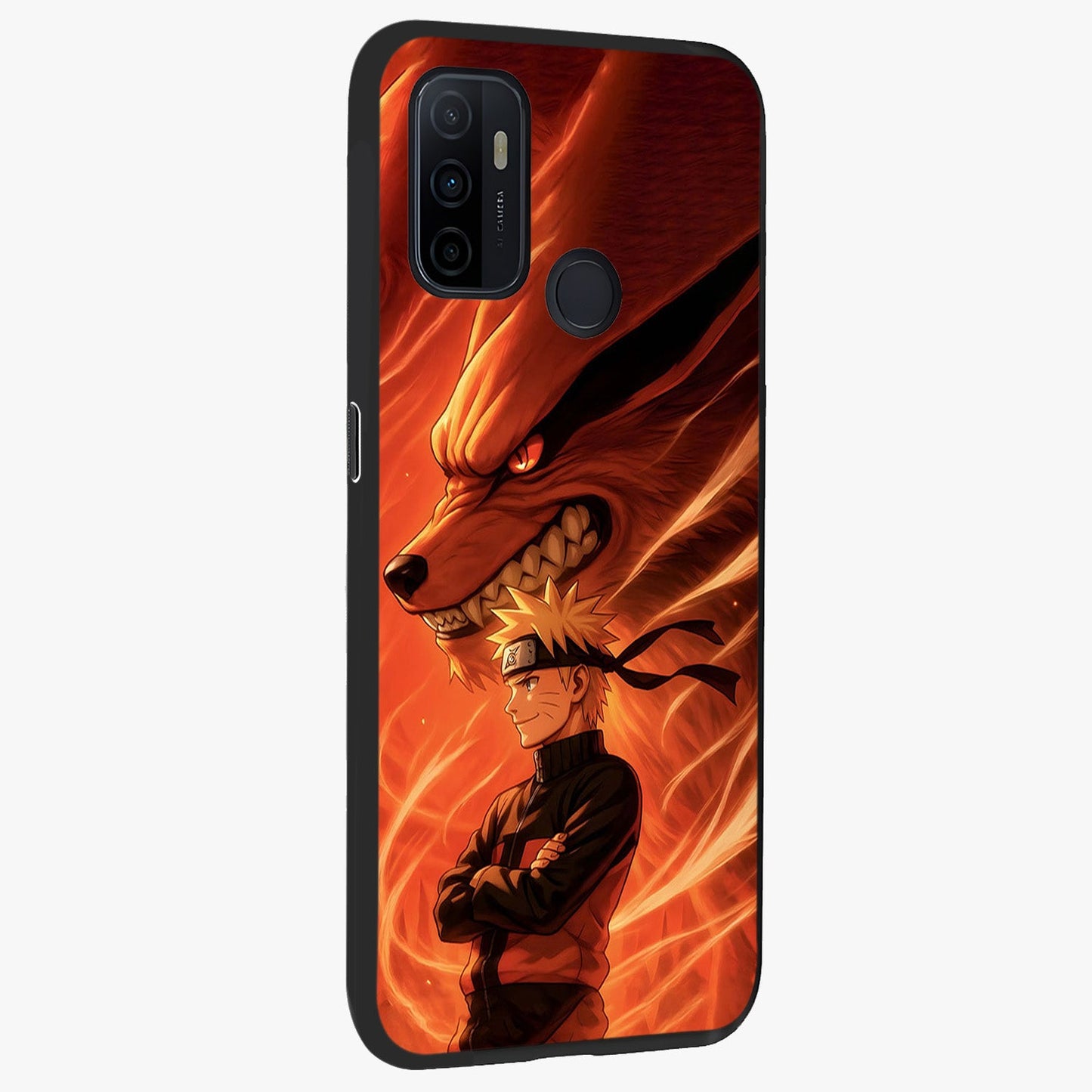 Nine Tails Legacy Glass Case upright view showcasing dramatic nine-tails artwork with intense anime themed design.