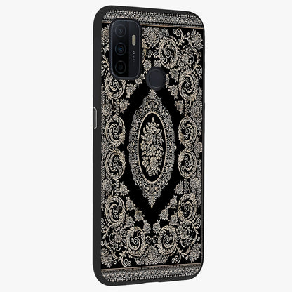 Noir Bloom Elegance Glass Case upright view showcasing graceful floral artwork with luxurious dark theme.