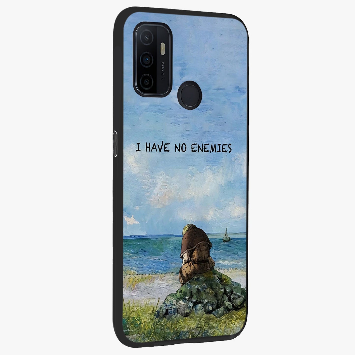 Peace Beyond War Glass Case upright view showcasing powerful peace symbol artwork with inspirational theme.
