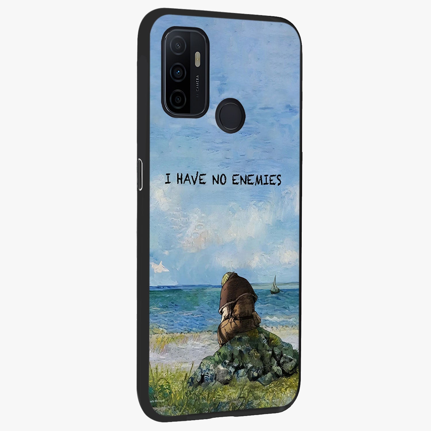 Peace Beyond War Glass Case upright view showcasing powerful peace symbol artwork with inspirational theme.