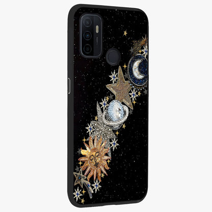 Pearls Universe Object Glass Case upright view showcasing decorative pearl themed artwork with cosmic elegance.