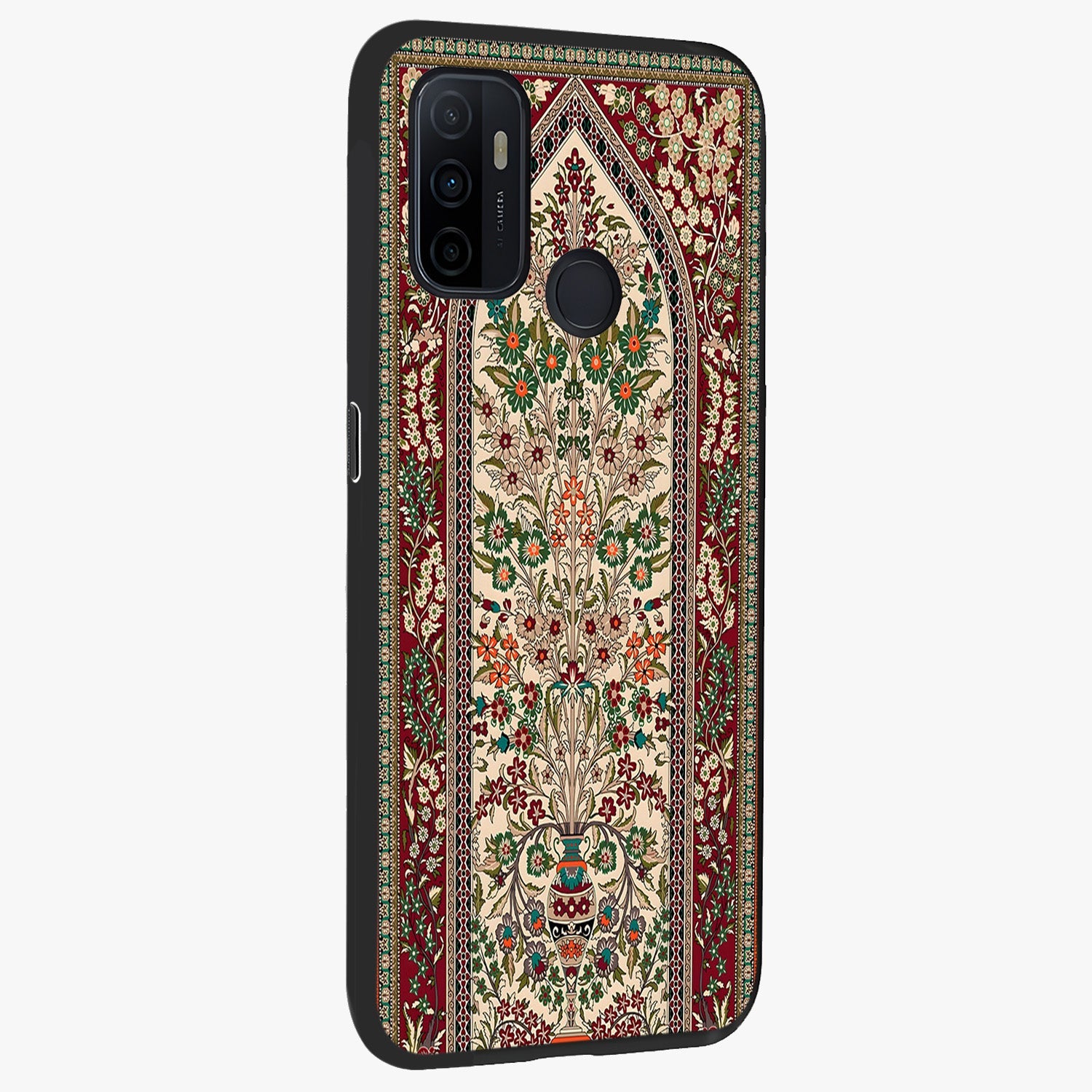 Persian Inspired Glass Case upright view showcasing decorative Persian artwork with rich heritage theme.