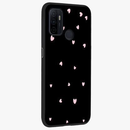 Pink Love Drops Glass Case upright view showcasing charming heart drop artwork with romantic playful theme.