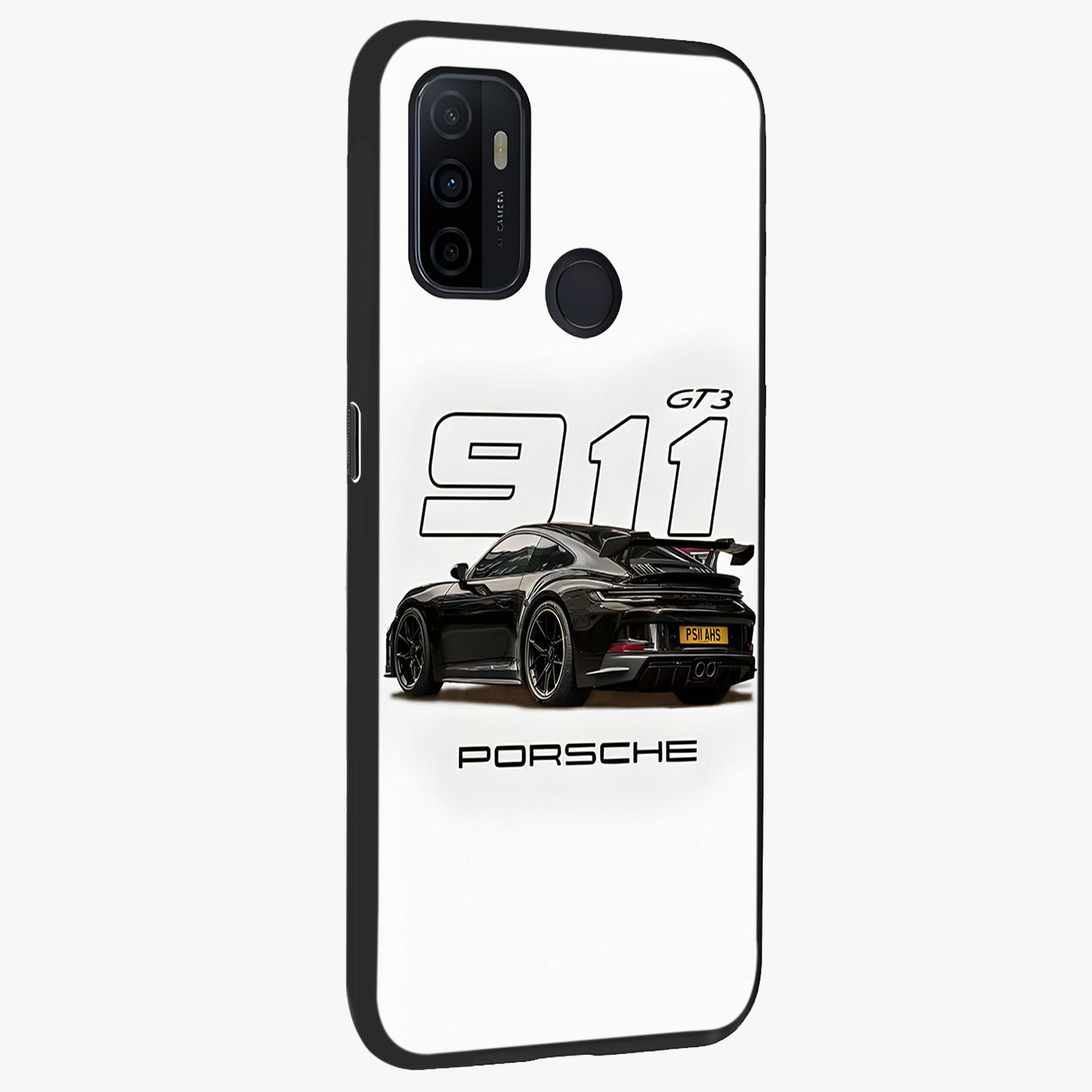 Turbo Legacy Icon Glass Case upright view showcasing bold racing inspired artwork with classic car theme.