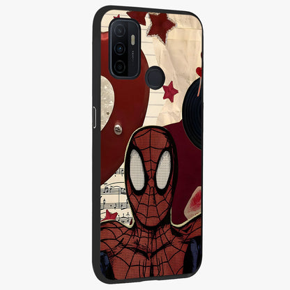 Web Warrior Vibes Glass Case upright view showcasing energetic superhero artwork with bold action theme.