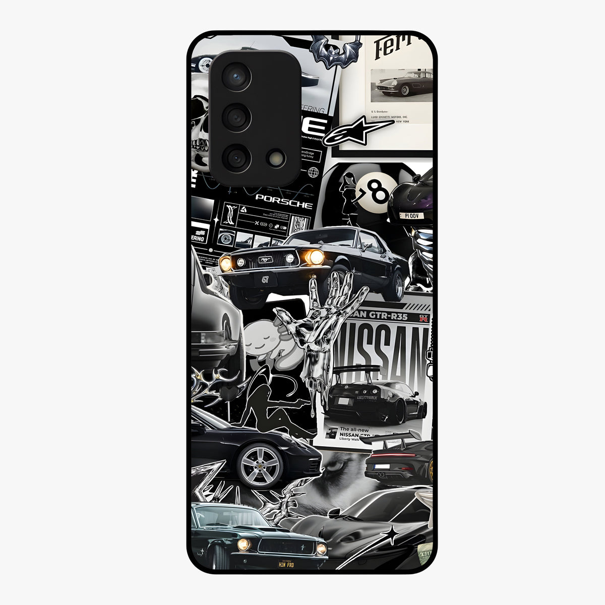 Aesthetic Dark Love Glass Case showing flat back view with dark romantic artwork and glossy glass finish.