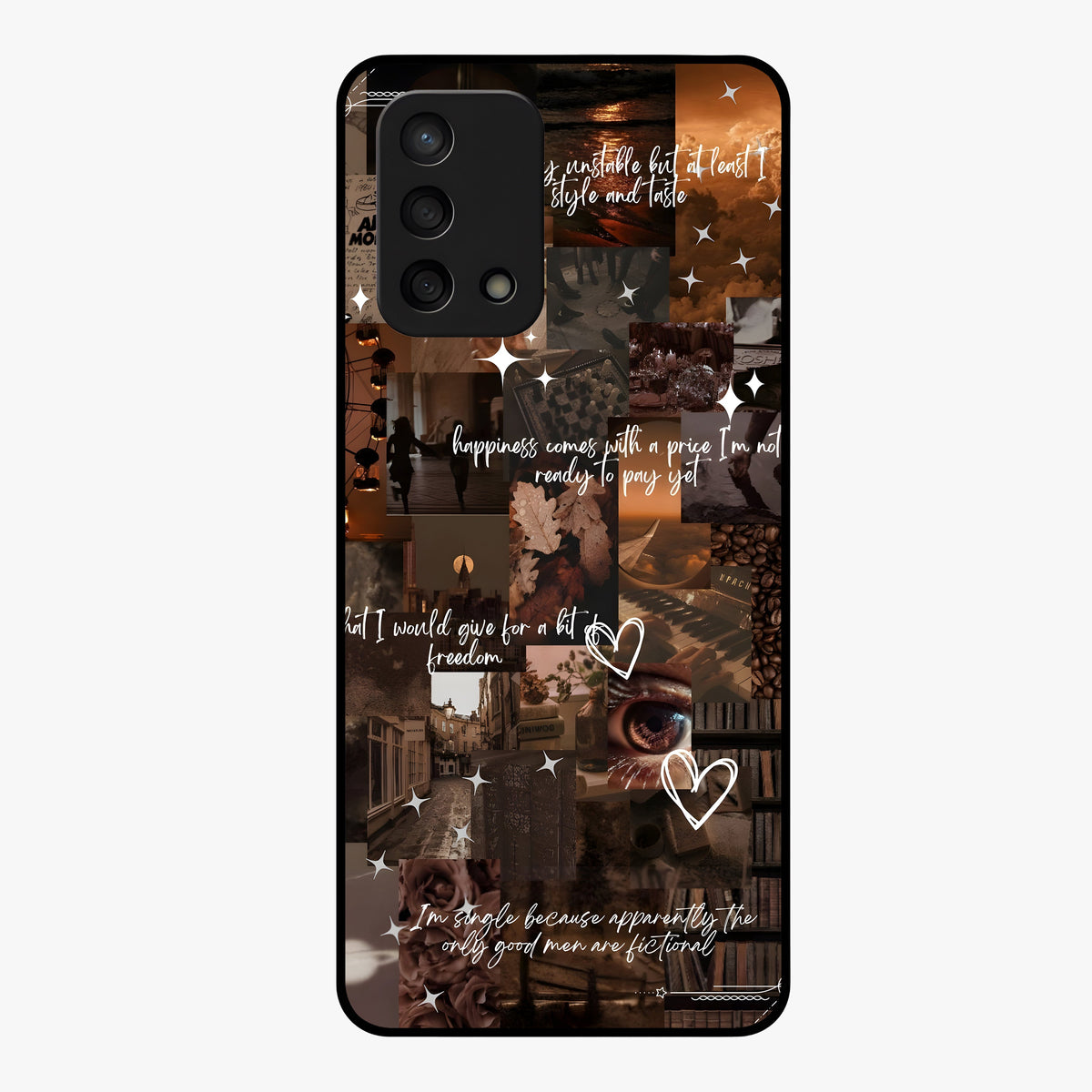 Bittersweet Aesthetic Chaos Glass Case showing flat back view with artistic chaotic aesthetic design and glossy glass finish.