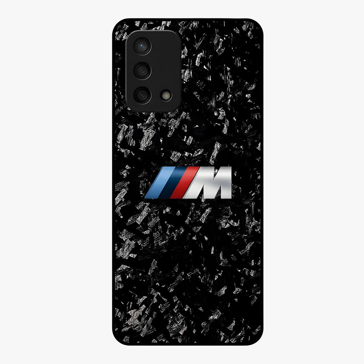 Carbon Speed Mark Glass Case showing flat back view with sporty carbon pattern artwork and glossy glass finish.