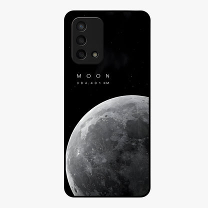 Cosmic Moon Glow Glass Case showing flat back view with glowing moon artwork and glossy glass finish.