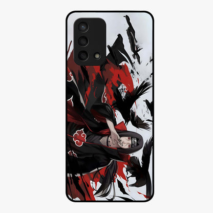 Crimson Crow Illusion Glass Case showing flat back view with artistic crow illusion artwork and glossy glass finish.