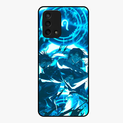 Cursed Energy Clash Glass Case showing flat back view with intense cursed energy artwork and glossy glass finish.