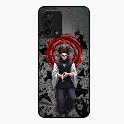 Cursed Ritual Ascension Glass Case showing flat back view with dark ritual themed artwork and glossy glass finish.