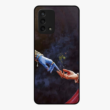 Divine Touch Eternal Glass Case showing flat back view with spiritual themed artwork and glossy glass finish.