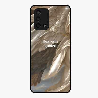 Divine Winged Grace Glass Case showing flat back view with elegant wing inspired artwork and glossy glass finish.