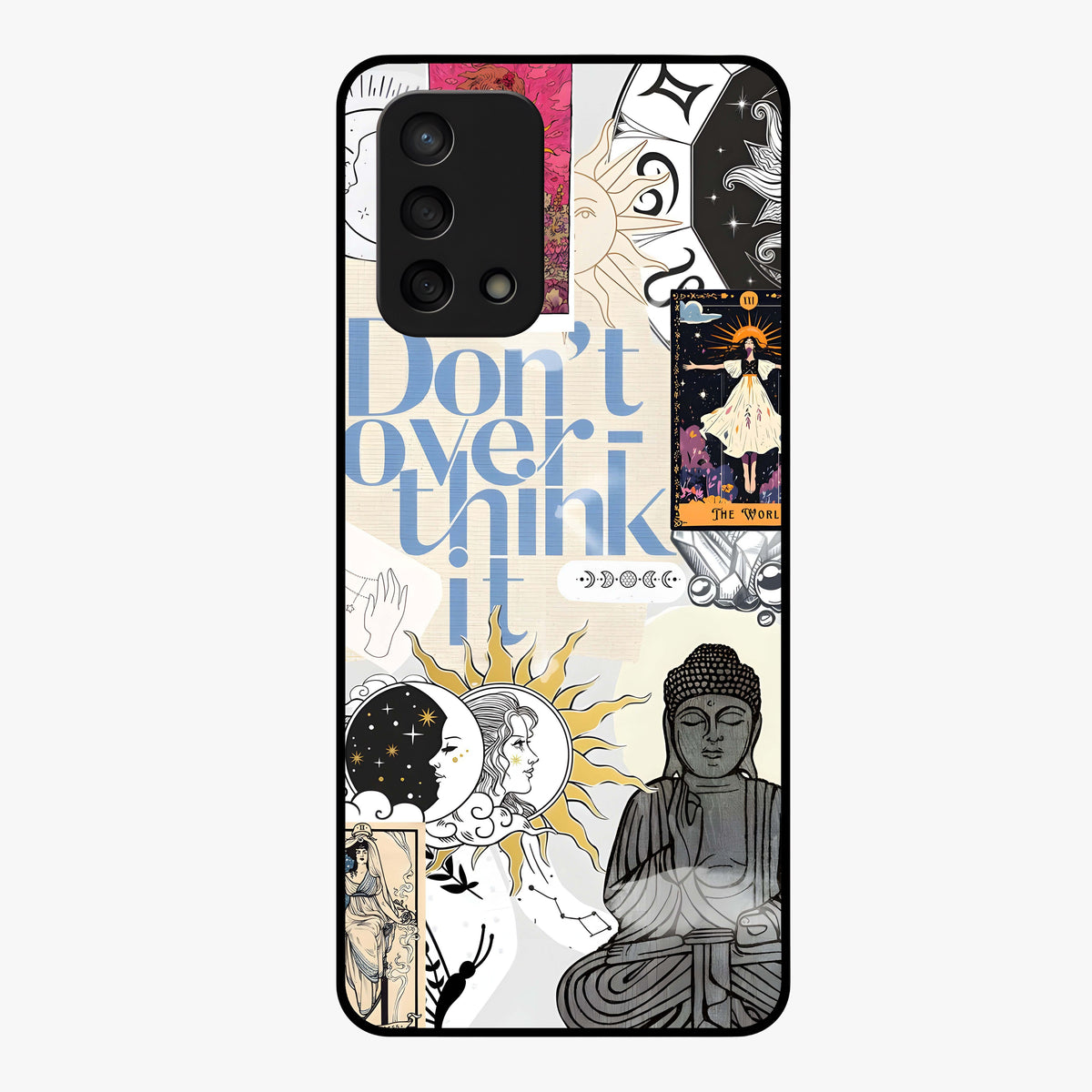 Ethereal Thoughts Glass Case showing flat back view with dreamy artistic artwork and glossy glass finish.