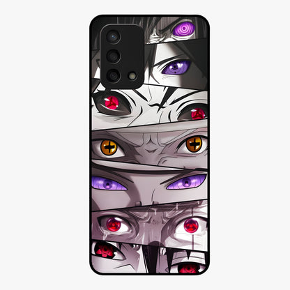 Eyes of Destiny Glass Case showing flat back view with striking eye themed artwork and glossy glass finish.
