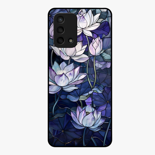 Gloss Petal Rush Glass Case showing flat back view with glossy flower petal artwork and smooth glass finish.