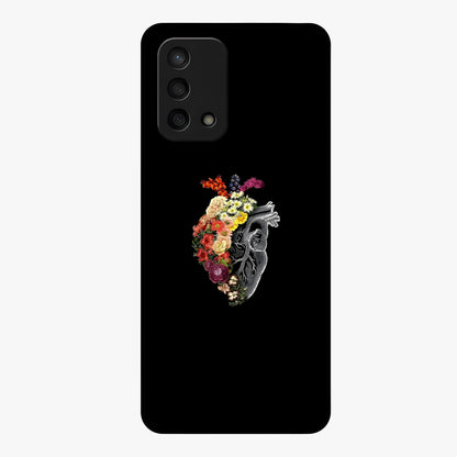 Heart With Flowers Glass Case showing flat back view with heart shaped floral artwork and glossy glass finish.