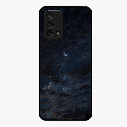 Lunar Veil Silence Glass Case showing flat back view with mystical moon veil artwork and glossy glass finish.