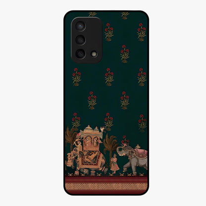 Macmerise Glass Case showing flat back view with stylish modern artwork and glossy glass finish.