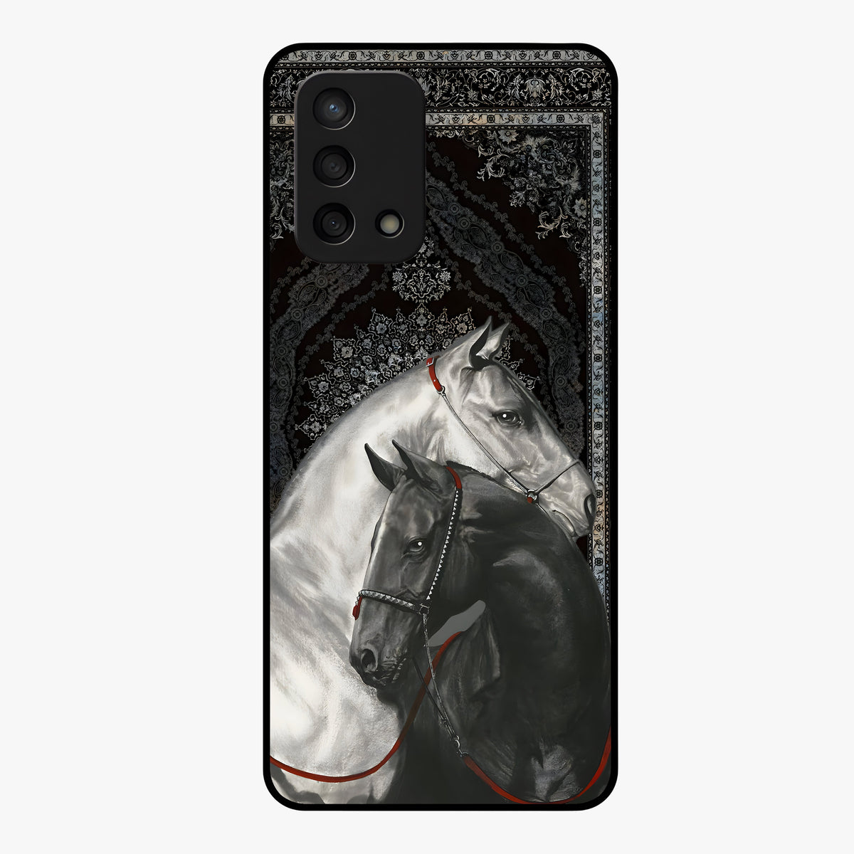 Majestic Ride Legacy Glass Case showing flat back view with powerful automotive inspired artwork and glossy glass finish.