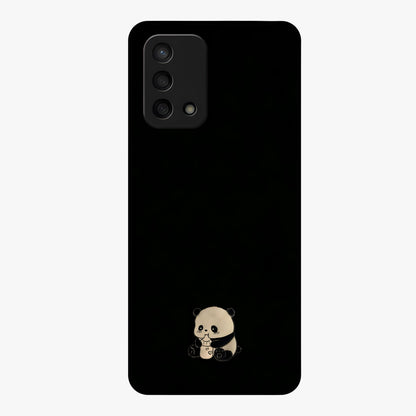 Midnight Panda Love Glass Case showing flat back view with cute panda themed artwork and glossy glass finish.