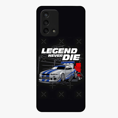 Midnight Racing Legacy Glass Case showing flat back view with sleek racing inspired artwork and glossy glass finish.