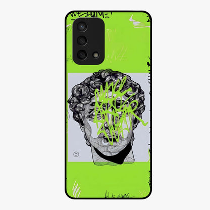 Neo Graffiti Rebellion Glass Case showing flat back view with vibrant graffiti artwork and glossy glass finish.