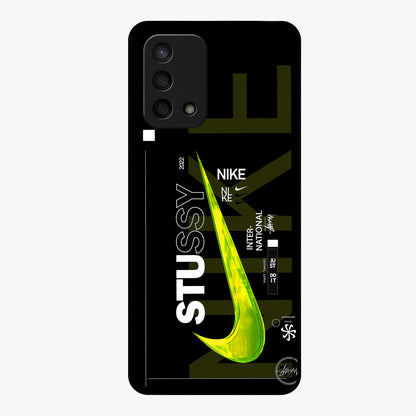 Neon Street Edition Glass Case showing flat back view with neon street style artwork and glossy glass finish.