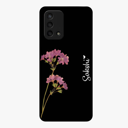 Riching Lavender Flower Custom Name Glass Case showing flat back view with lavender floral artwork and personalized name design.