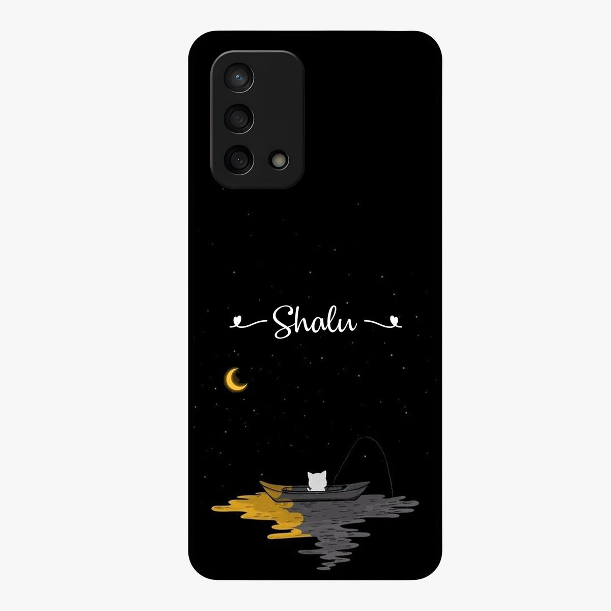 Silent Night Row Glass Case showing flat back view with calm night themed artwork and glossy glass finish.
