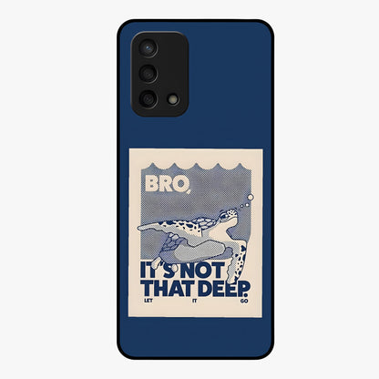 Worry Less Swim Glass Case showing flat back view with playful motivational artwork and glossy glass finish.