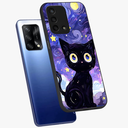 Abstract Cat Art Glass Case displayed in angled mockup highlighting modern abstract cat artwork and sleek glass surface.