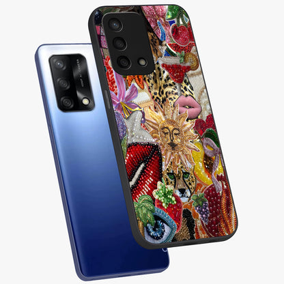 Beaded Fashion Jungle Glass Case displayed in angled mockup highlighting colorful fashion bead design and artistic pattern.