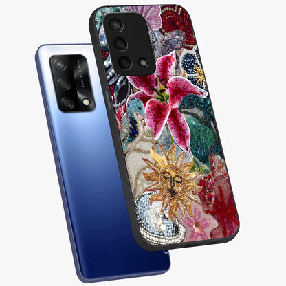 Beaded Garden Fantasy Glass Case displayed in angled mockup highlighting fantasy inspired floral bead pattern.