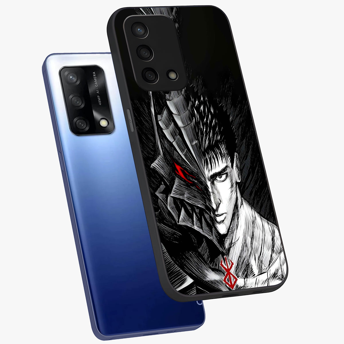 Berserker Blood Oath Glass Case displayed in angled mockup highlighting dark fantasy graphic design and powerful theme.