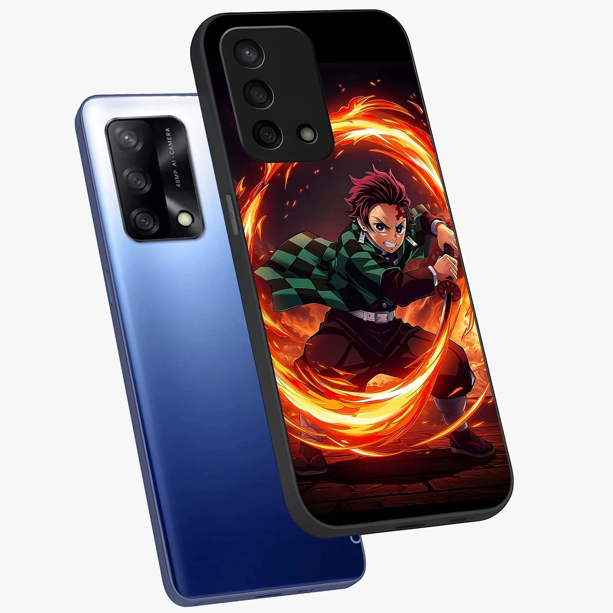 Blazing Sword Resolve Glass Case displayed in angled mockup highlighting powerful sword illustration and bold fantasy theme.