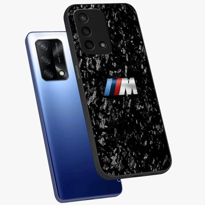 Carbon Speed Mark Glass Case displayed in angled mockup highlighting racing inspired carbon design and sleek aesthetic style.
