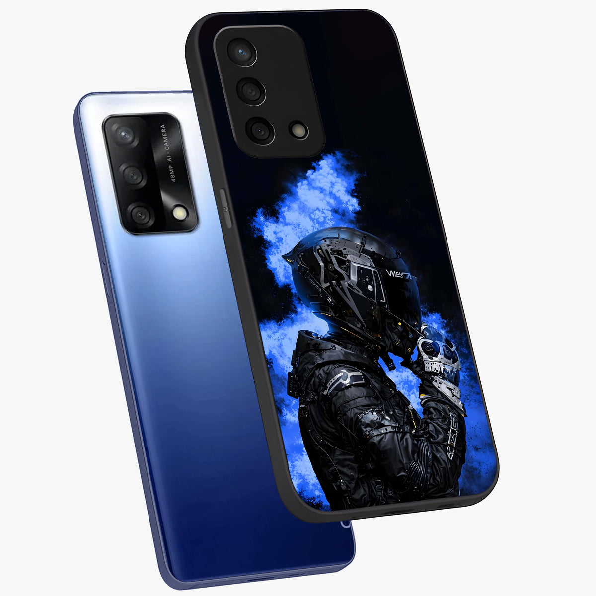 Cyber Sentinel Protocol Glass Case displayed in angled mockup highlighting digital cyber design with sci-fi aesthetic style.