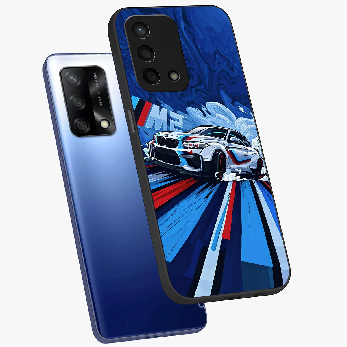 Drift Power Rush Glass Case displayed in angled mockup highlighting powerful drift car design with sporty aesthetic style.