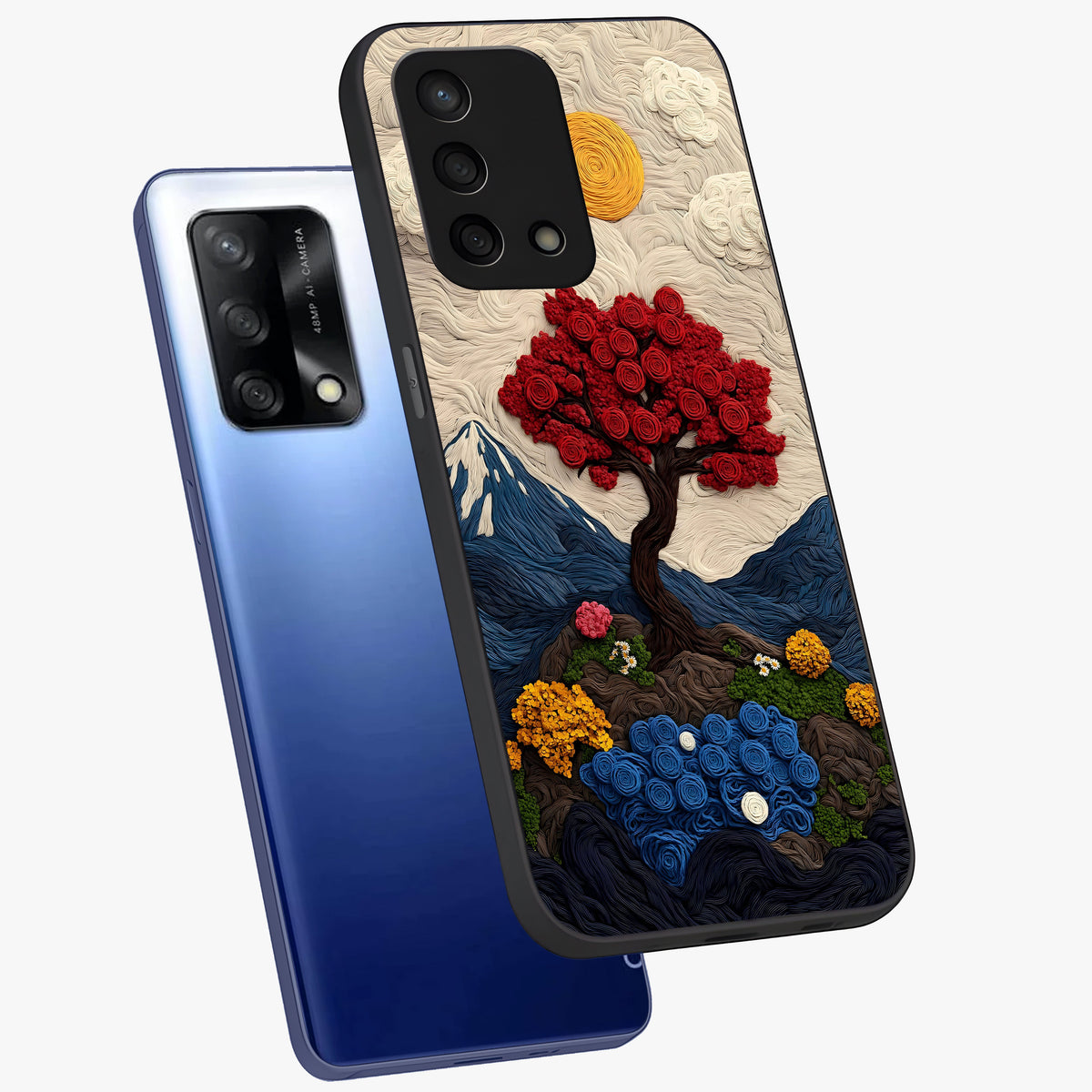 Eternal Nature Tapestry Glass Case displayed in angled mockup highlighting detailed botanical pattern with artistic aesthetic.