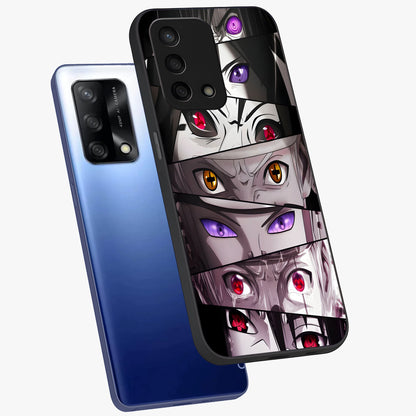 Eyes of Destiny Glass Case displayed in angled mockup highlighting bold eye illustration with mystical aesthetic style.