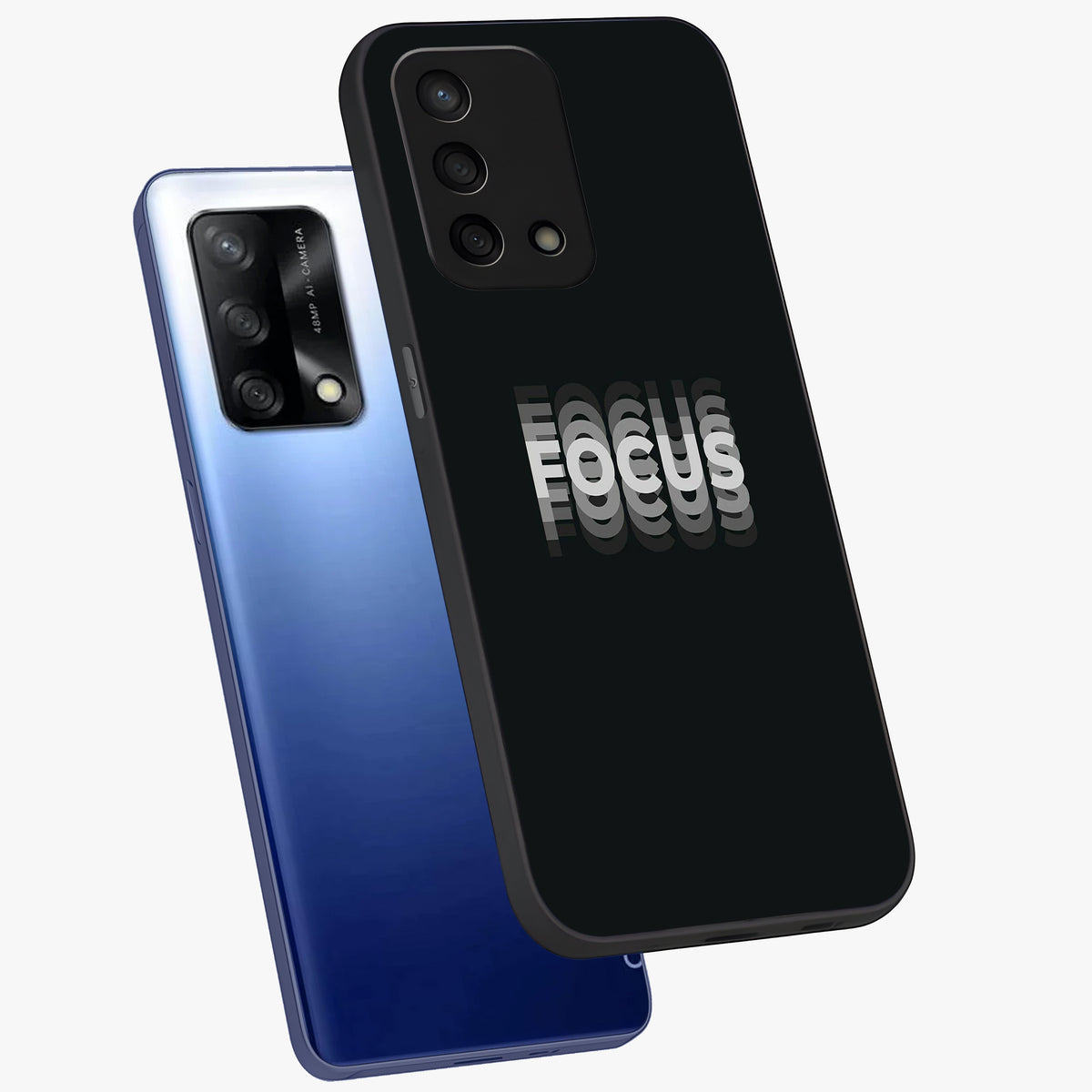 Focus Mode On Glass Case displayed in angled mockup highlighting clean minimal text artwork with modern aesthetic style.