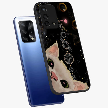 Galactic Cat Glass Case displayed in angled mockup highlighting celestial feline illustration with galaxy aesthetic style.